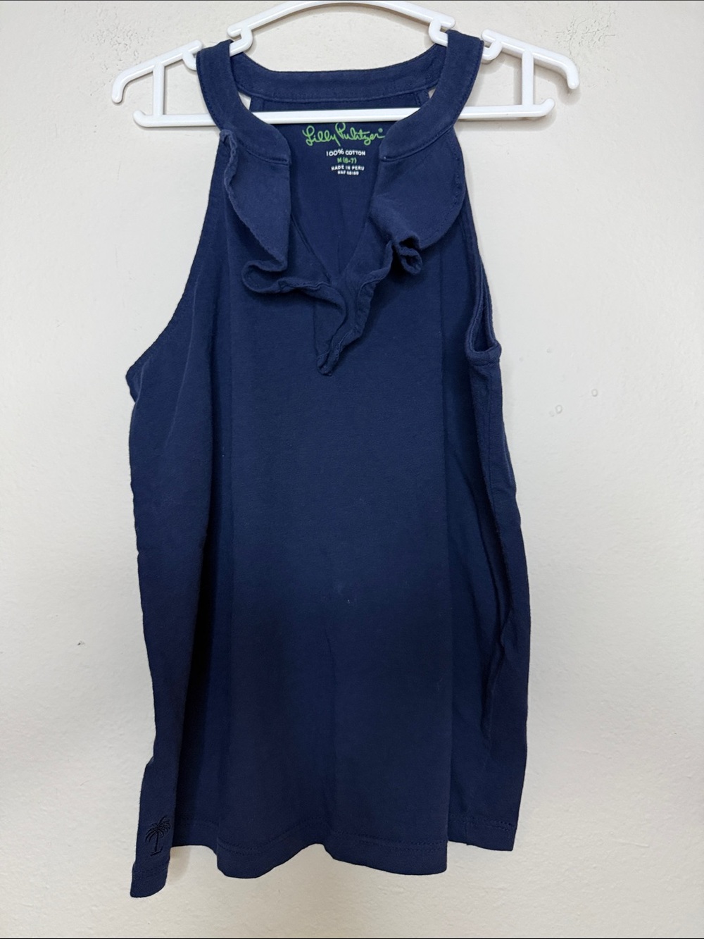 Lilly Pulitzer Girls Solid Navy Ruffle Halter Tank Top Size M - [0067]